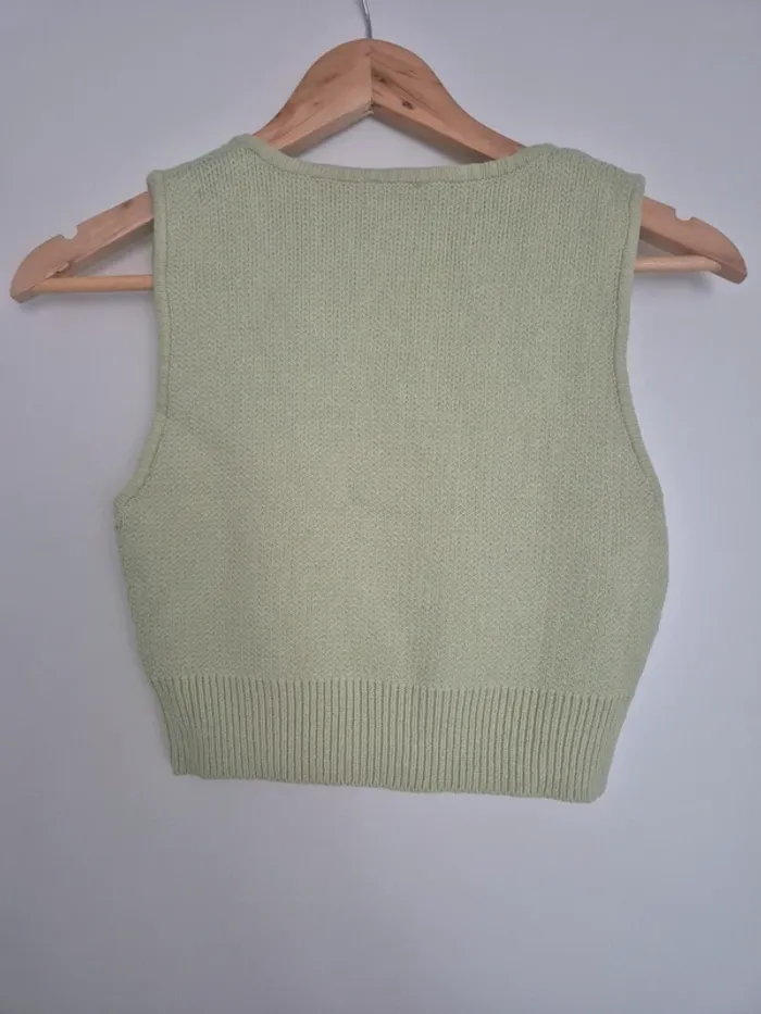 Pull sans manches vert et bleu - Le Lis - photo numéro 3