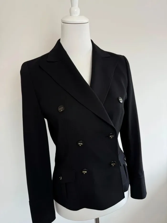 Magnifique veste Blazer Escada en laine femme noir taille 34 comme neuf - photo numéro 2