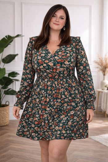 Robe fleurie romantique verte et multicolore Femme taille 52 marque Boohoo 💍 