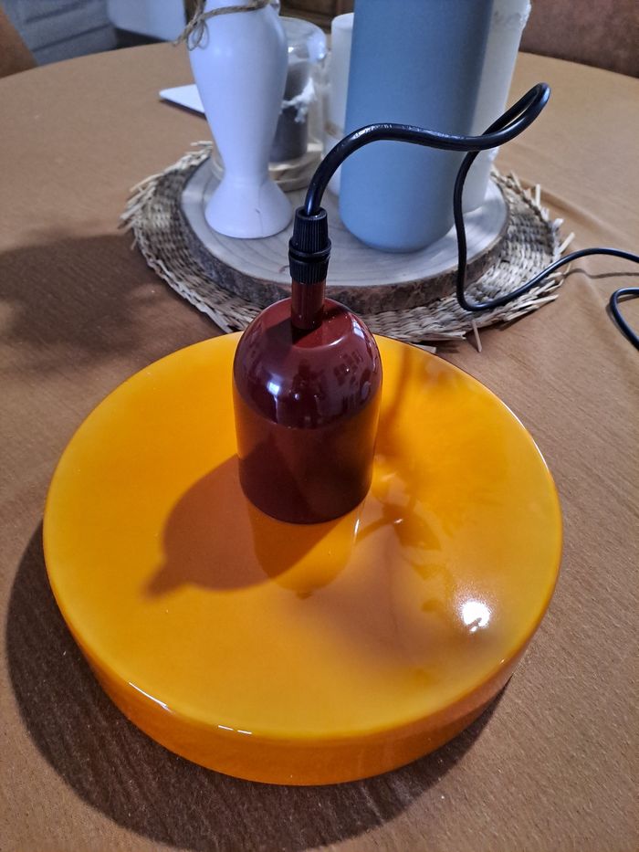 Suspension en verre nordique Bauhaus - Orange/Bordeaux - photo numéro 3