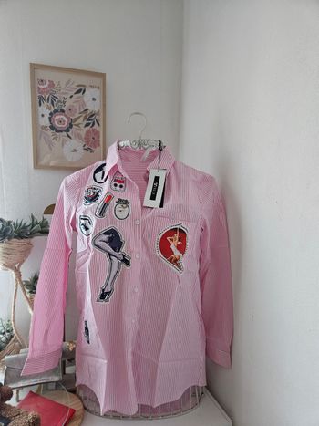 Chemise rose rayée  coton neuve avec étiquette 