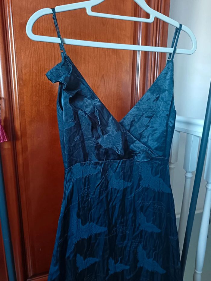 Robe longue bleue oiseaux Easy Wear XS - photo numéro 3