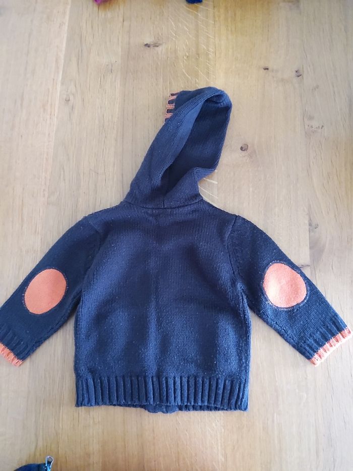 Gilet zippé à capuche marron TrickyTracks 12 mois - photo numéro 2