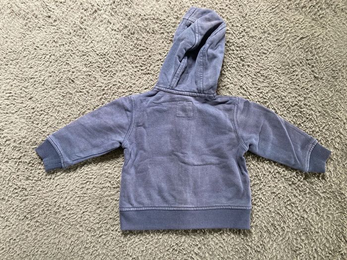 Sweat zippé à capuche bleu marine 12 mois - photo numéro 2