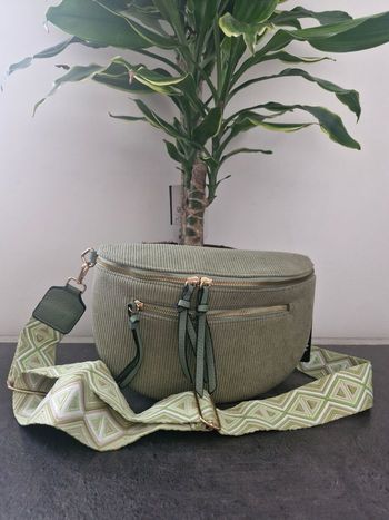 Sac banane velours kaki