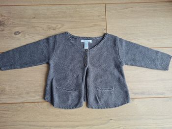 Gilet gris pailleté argent 12 mois Obaibi