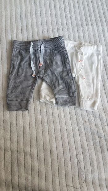 lot de 2 leggings blanc et rayé blanc et bleu Emma 1 mois