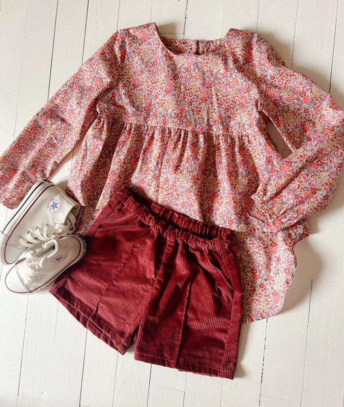 Ensemble créatrice blouse liberty et short 8 ans - photo numéro 2