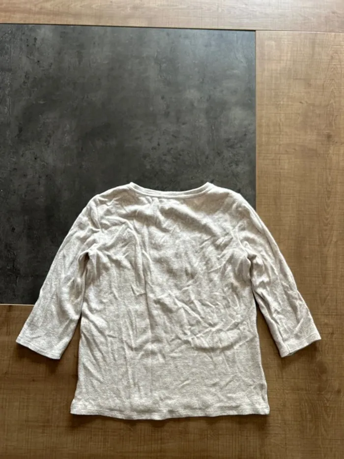 T-shirt manche 3/4 femme avec détails dentelle, beige taille XS, c&a - photo numéro 3