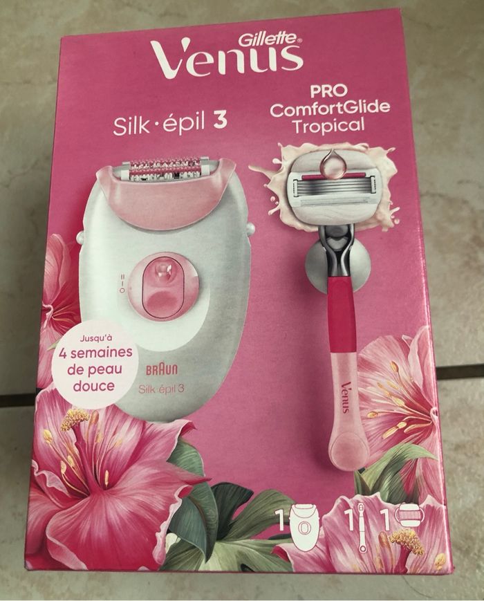 Coffret Epilateur Gillette Venus Silk epil 3 + rasoir Gillette venus confortglide neuf dans Emballage