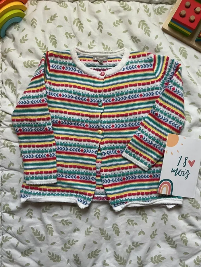 gilet rayé multicolore 18 mois grain de blé - photo numéro 2