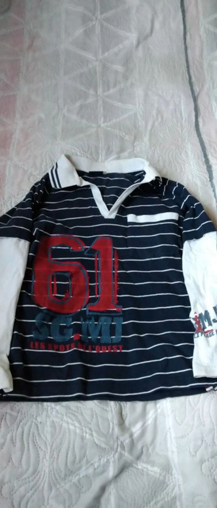 Polo effet 2 en 1 à rayures marine garçon 12 ans sergent major - photo numéro 5