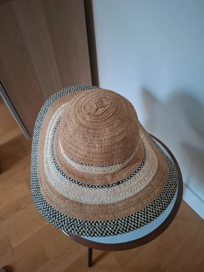 Grand Chapeau de Paille Neuf à Motifs Minelli TU - photo numéro 3