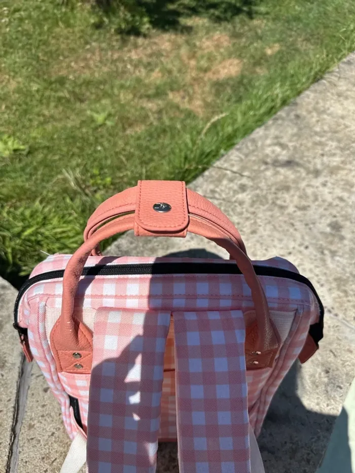 Sac à dos Cabaïa Édition limitée Patna Vichy rose avec ses deux pochettes - photo numéro 6