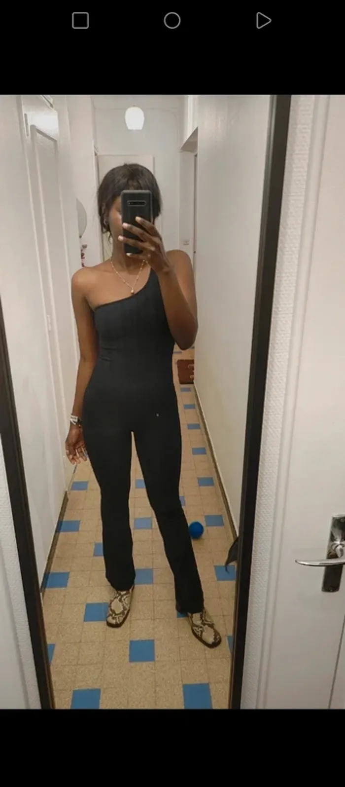 Combinaison gaine épaule dénudé moulant one shoulder patte d'éléphant vintage yk2 - photo numéro 8