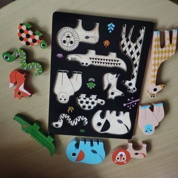 Jeu puzzle encastrement animaux en bois