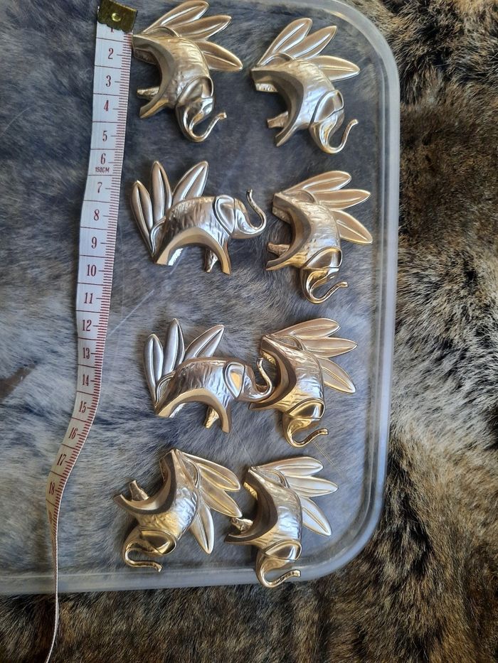 Lot de 8 elephant savane idéal création bapteme babyshower or/ argent - photo numéro 2