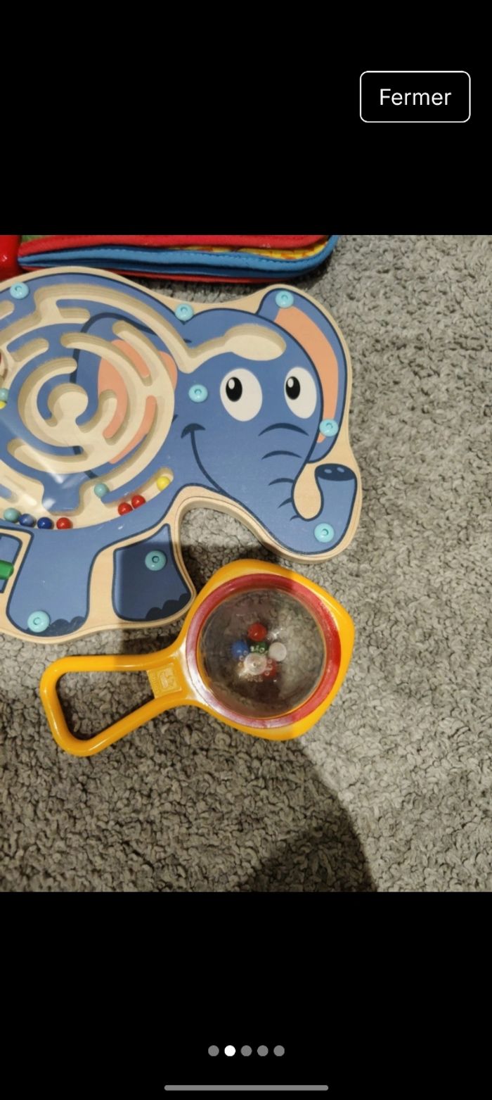 Lot jeu Montessori éléphant livre souple  3D hochet à billes - photo numéro 2