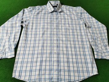 Chemise blanche à carreaux bleu ThbytcL taille 42