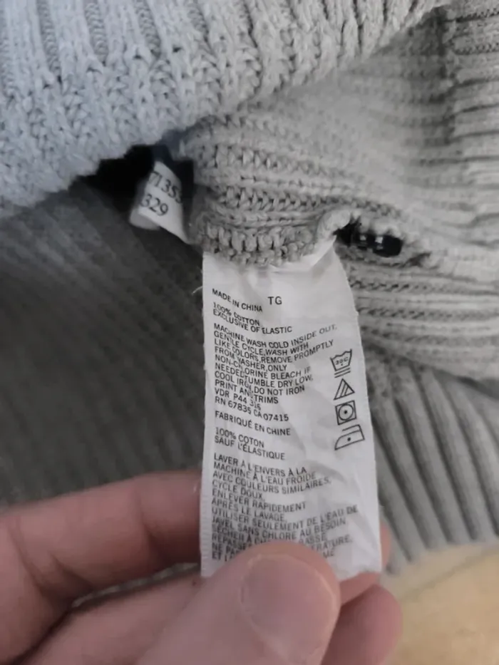 Magnifique pull col châle Nautica homme XL gris excellent état - photo numéro 8
