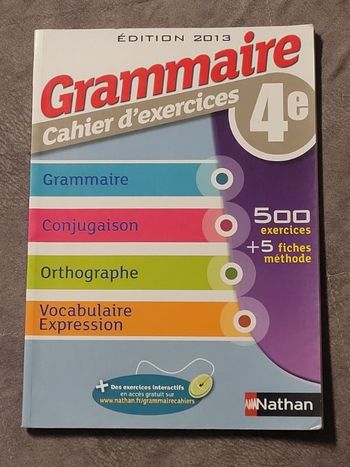 Grammaire 4e Cahier d'exercices Par Cécile de Cazanove, Pierre-Alain Chiffre