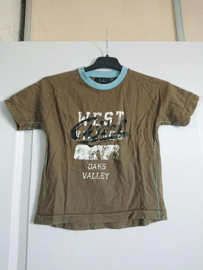 T-shirt mc kaki et bleu 8 ans garçon