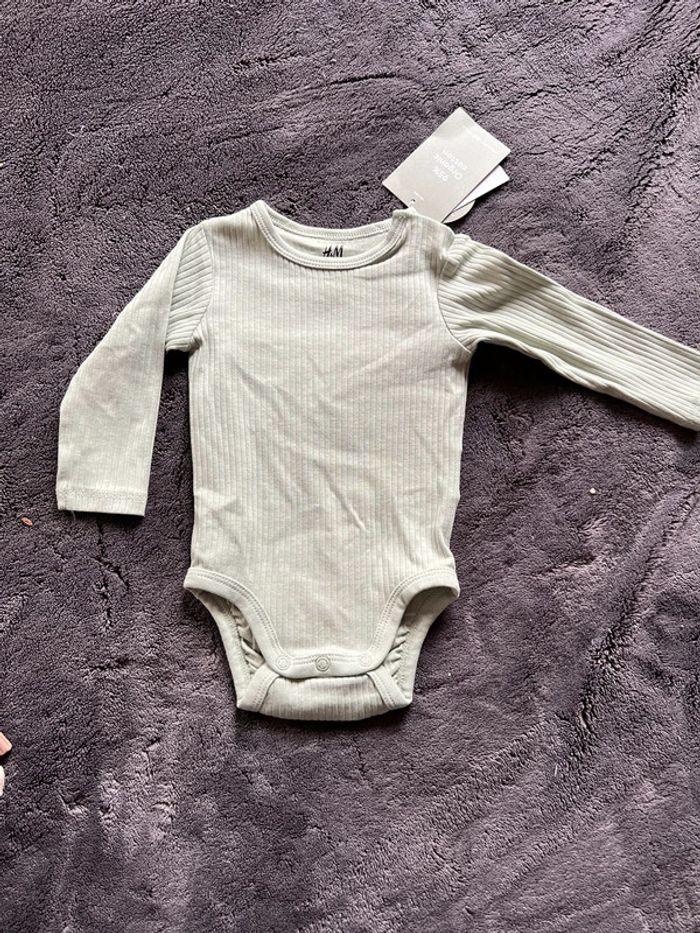 Body coton manches longues kaki H&M