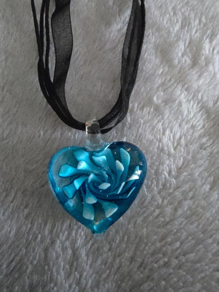 Collier cœur bleu - photo numéro 2