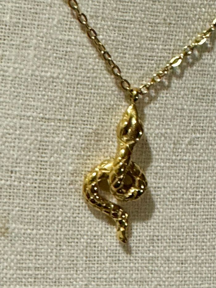 Collier réglable acier inoxydable or pendentif serpent - photo numéro 4