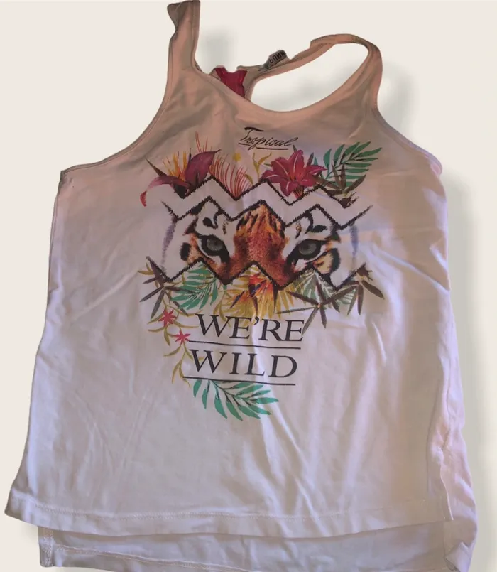 T shirt fille thème tigre fermeture à l’arrière