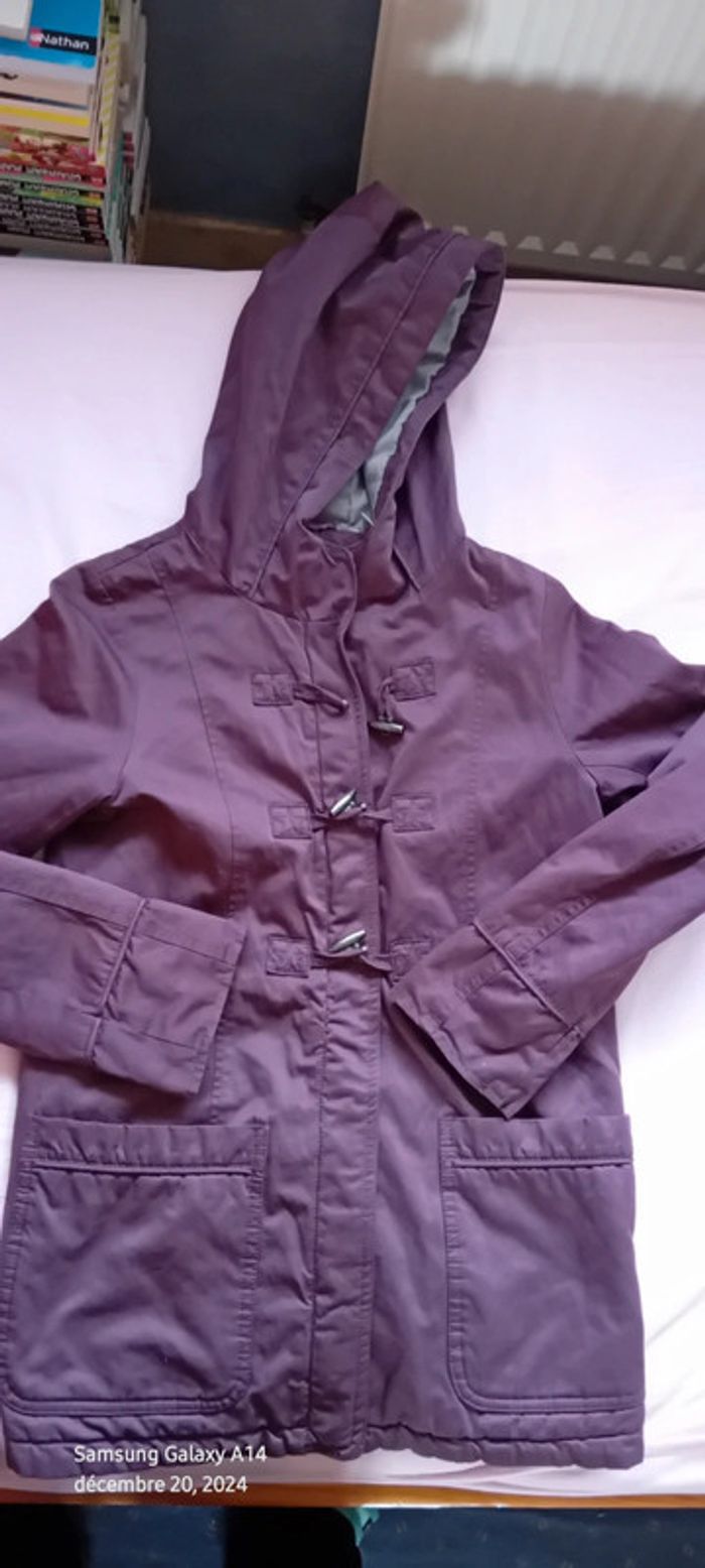 Manteau long style duffle coat prune neuf fille 12 ans okaïdi - photo numéro 2