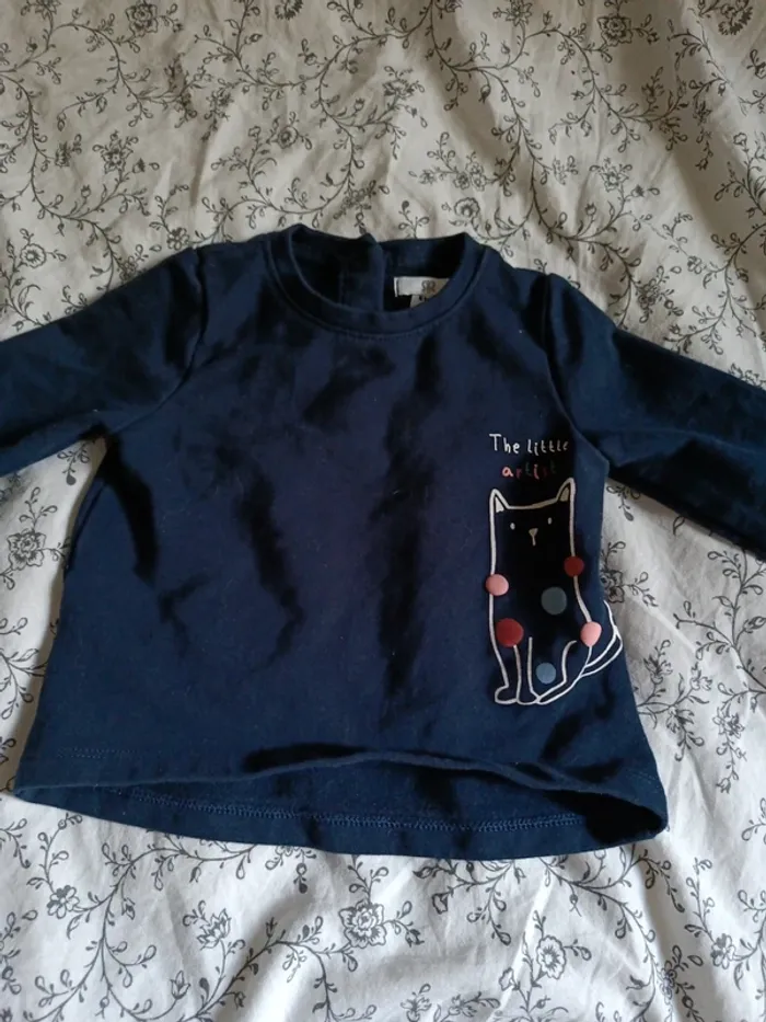 Tee shirt manches longues motif chat La redoute 6 mois