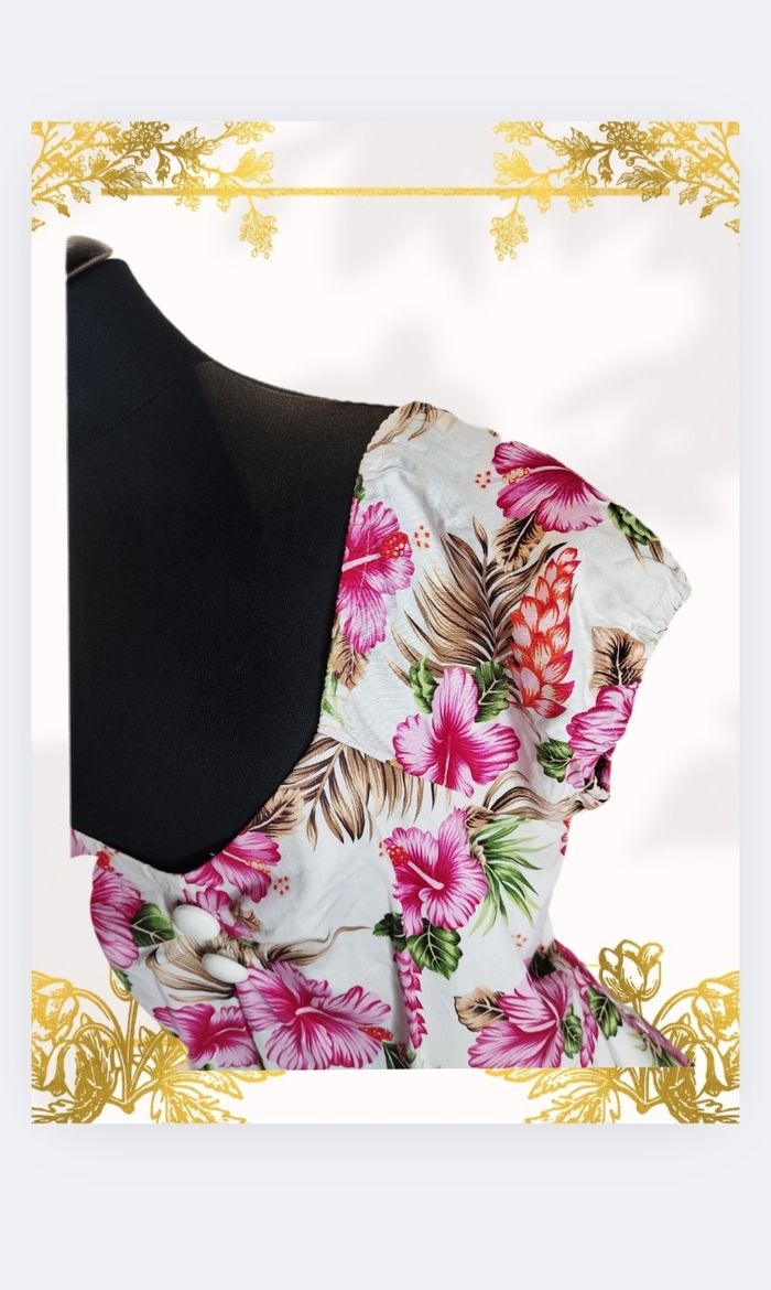 Robe pin-up blanche imprimé hibiscus style collectif - photo numéro 3