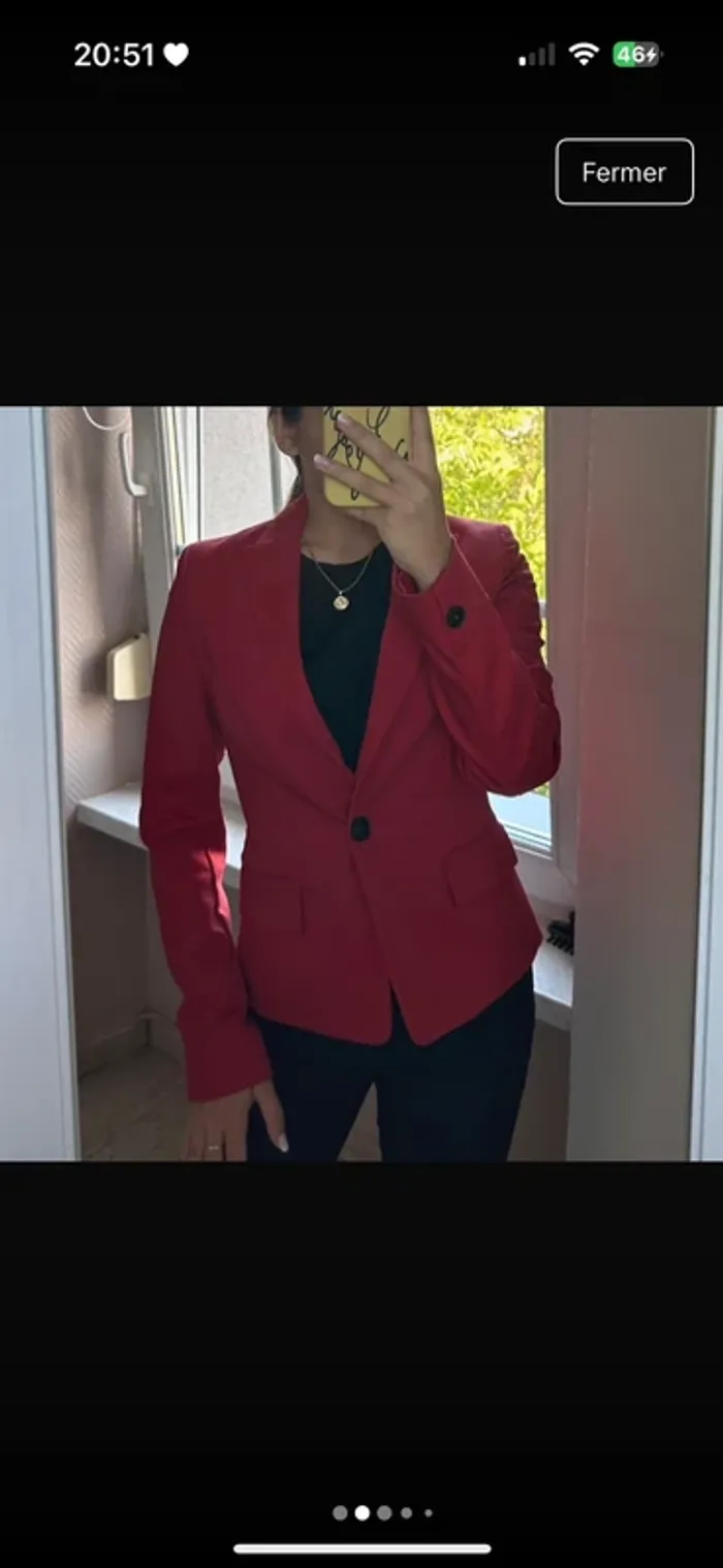 Veste de costume blazer mango rouge cintrée structuré - photo numéro 2