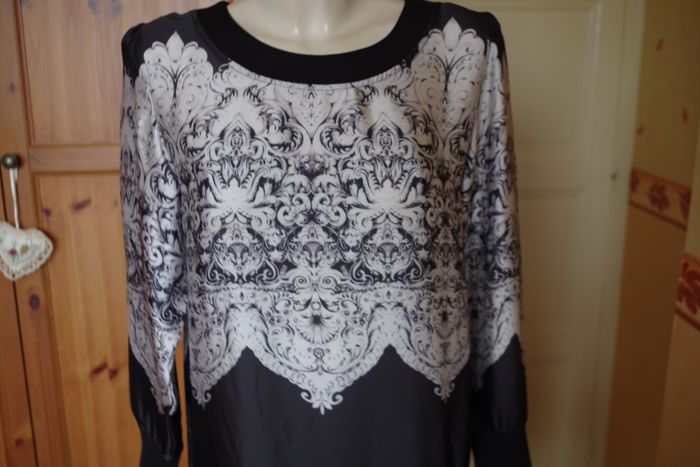La Fée Maraboutée- Robe bi-matière - noir, gris et blanc T42 - photo numéro 5