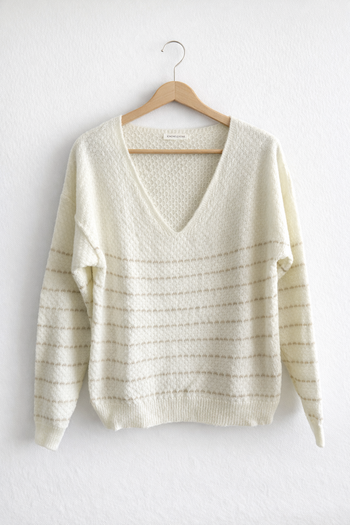 Pull maille crème à rayures – Cache Cache – Taille M
