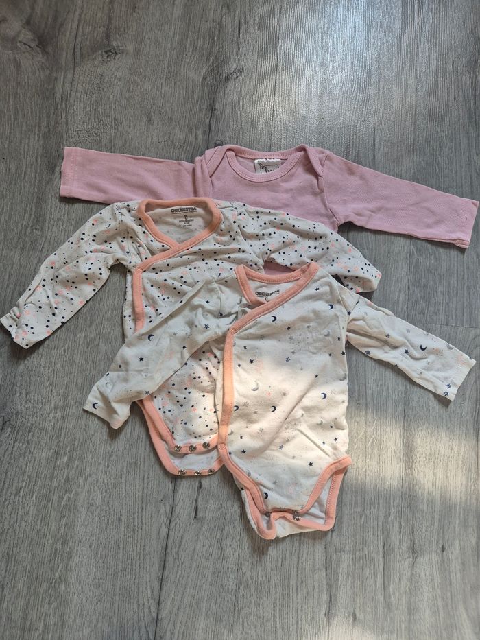 3 bodies fille Manches longues 6 mois