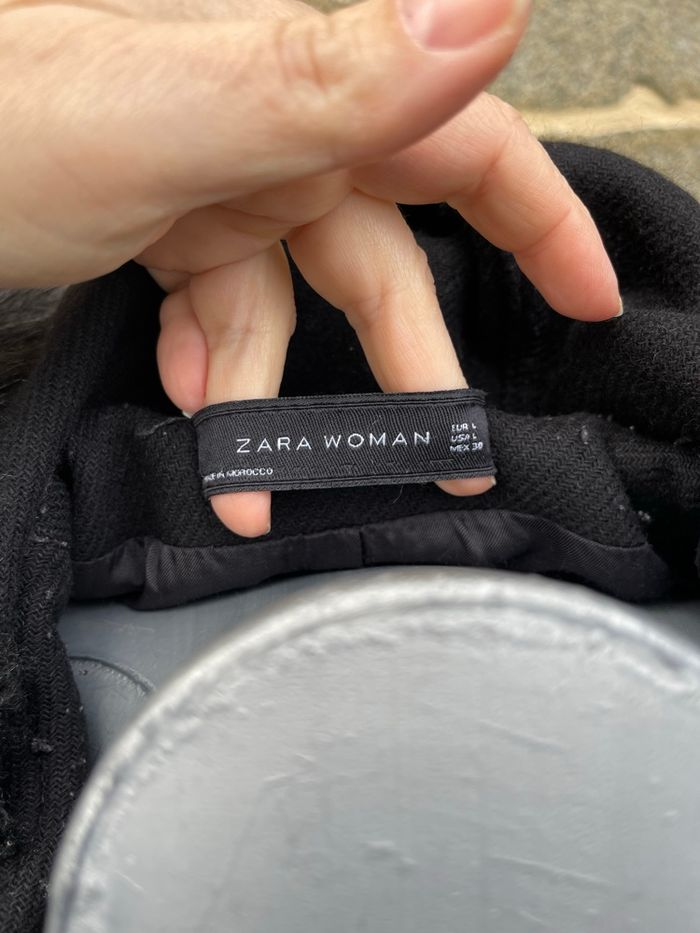 Duffle coat en laine noir avec capuche - Zara - photo numéro 8