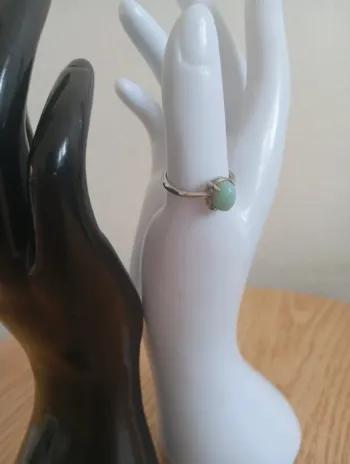 Larimar ajustable bague en pierres naturelles en argent