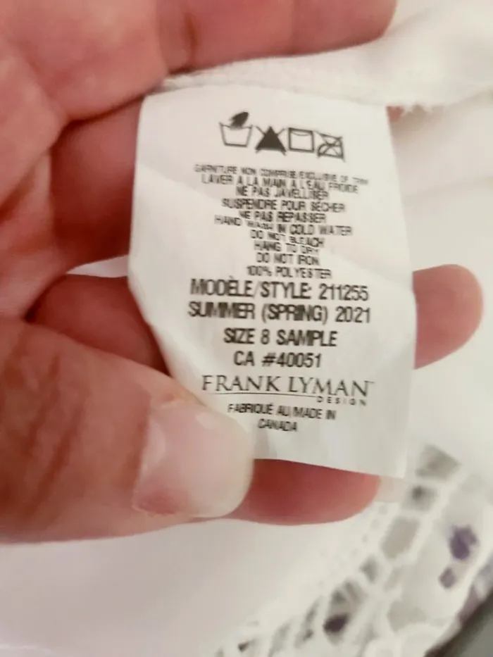 Blouse blanche Frank Lyman – Taille 38 – Manches dentelle - photo numéro 4