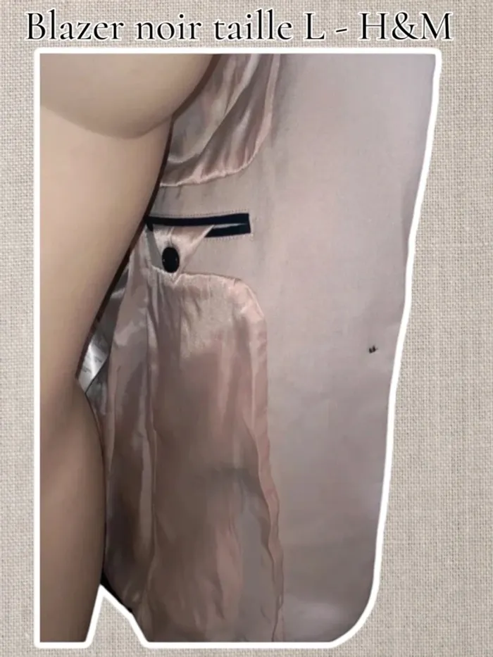 🤩 Magnifique Blazer noir taille L - 3 poches extérieurs + 1 intérieur Rembourrée aux épaules - H&M 🤩 - photo numéro 4