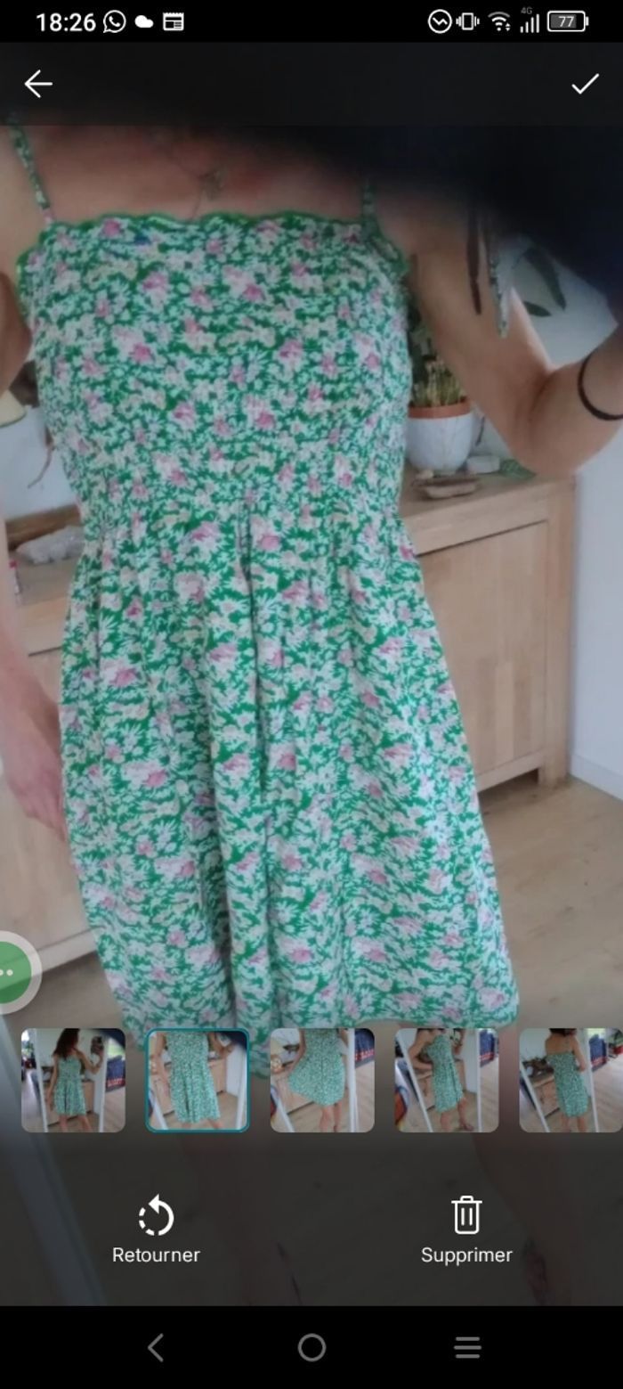 Robe fleurie s vert et rose c76 - photo numéro 2