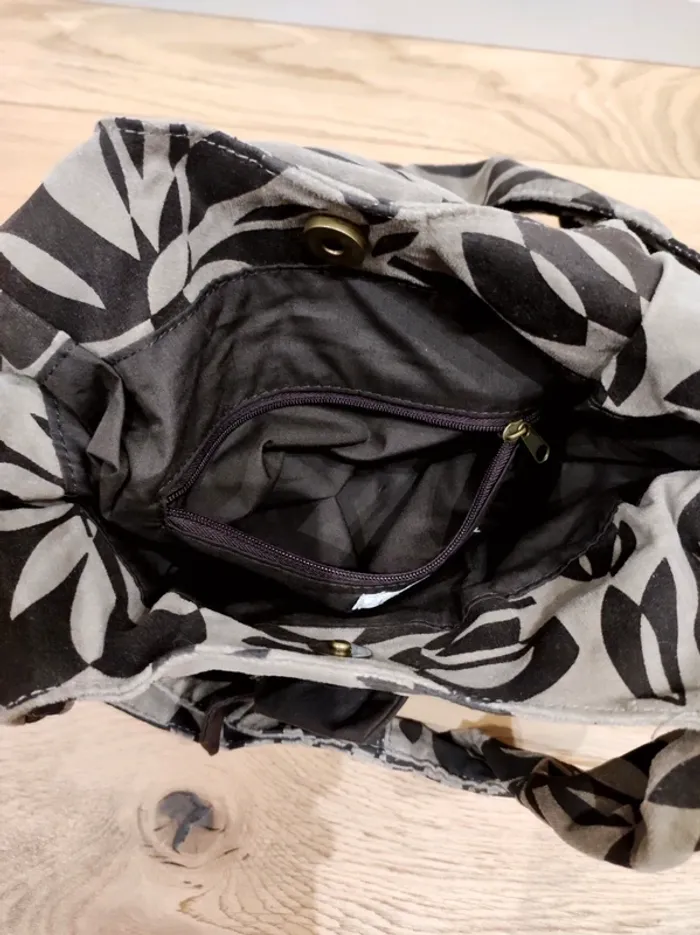 Joli sac en velours beige et marron - Promod - photo numéro 4