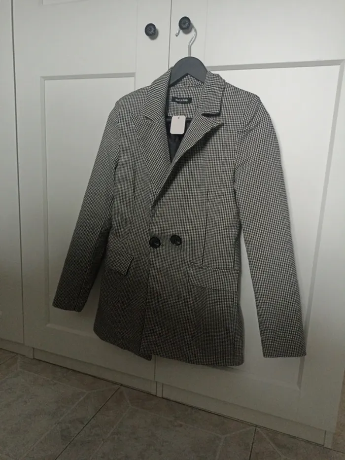 Blazer a carreaux mi long