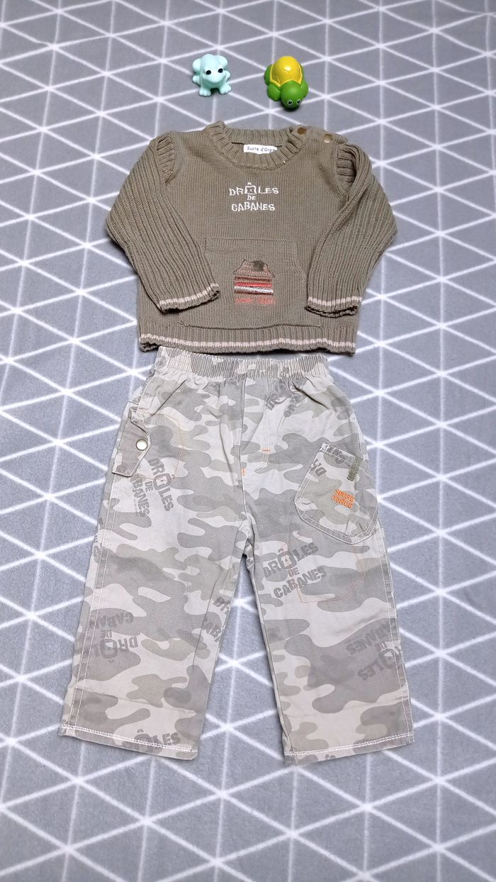🦁Ensemble pull et pantalon, sucre d'orge, 12 mois