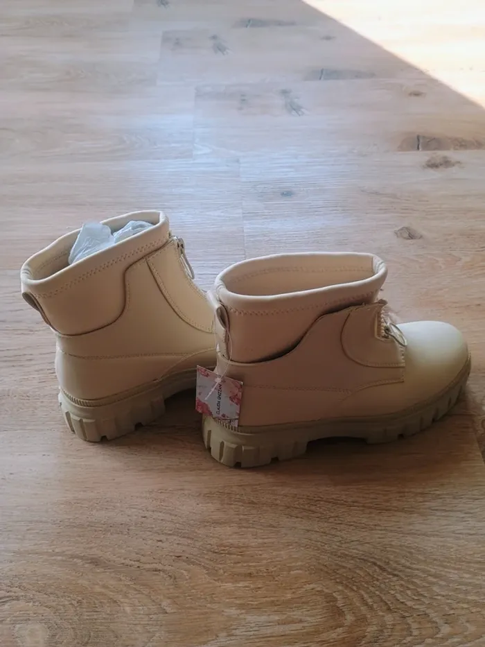 Bottines chunky beiges Claudia Ghizzani – T39 – Neuves - photo numéro 5