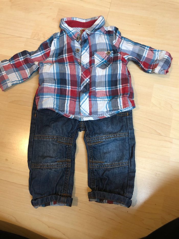 Ensemble chemise et jeans 6 mois TBE