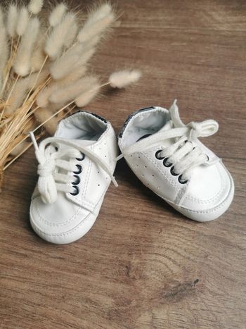 🌺Chaussures basket bebe 3/6mois blanche lacet tape à l'œil
