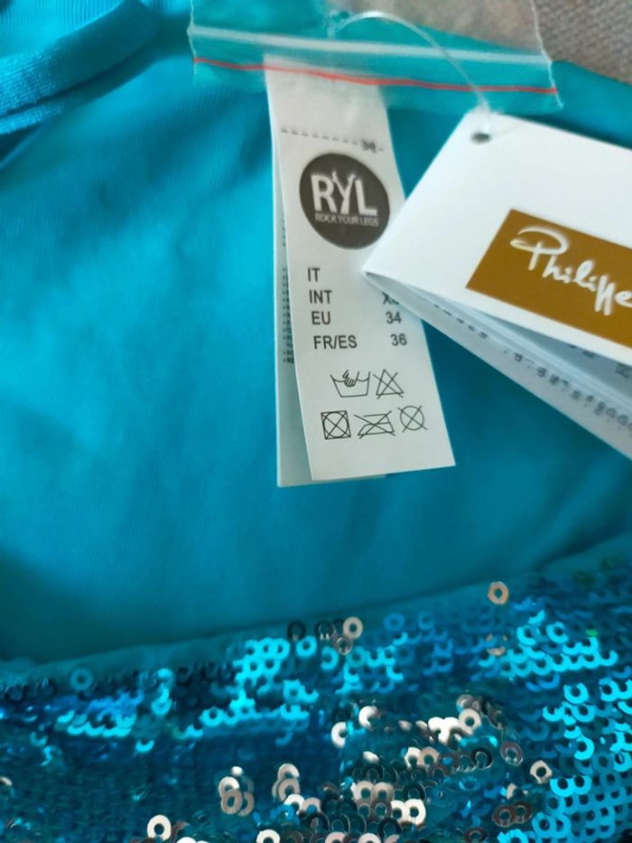 Bas de bikini turquoise à sequins – Philippe Matignon – Taille 36 – Neuf avec étiquette - photo numéro 8