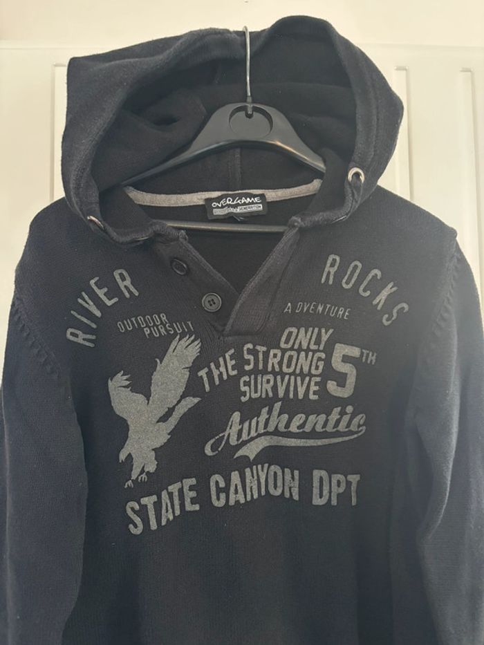 Sweat-shirt Pull garçon overgame 12ans noir - photo numéro 5